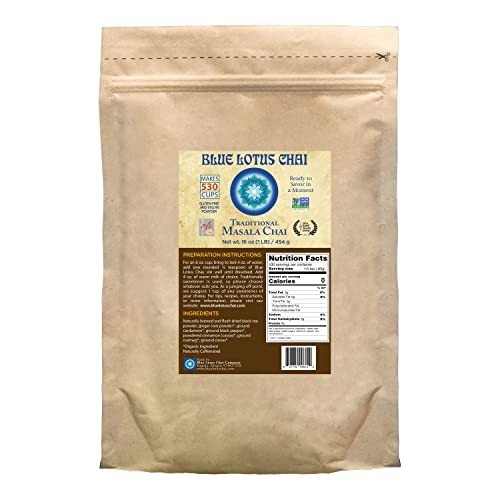 Blue Lotus Chai Traditional Masala Chai Powder 1 lb Bulk Bag Instant Tea