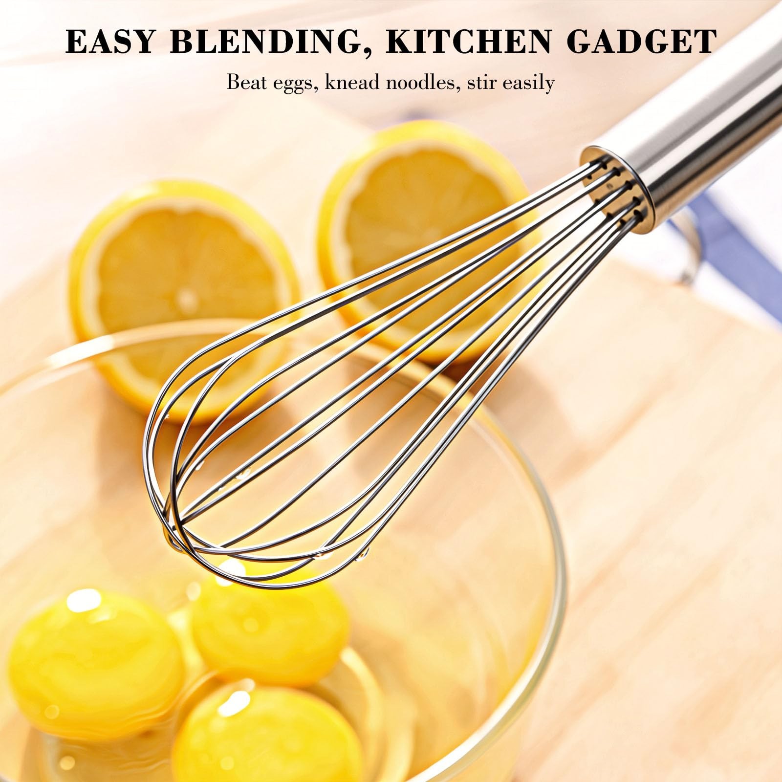 NileHome Stainless Steel Whisk Set 8″ 10″ 12″ Kitchen 3 P, Silver-8″10″12″