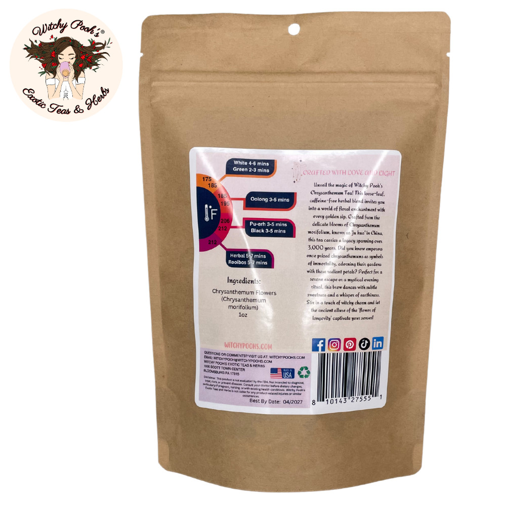 Witchy Pooh’s Chrysanthemum Tea – Whole Flowers, Caffeine Free
