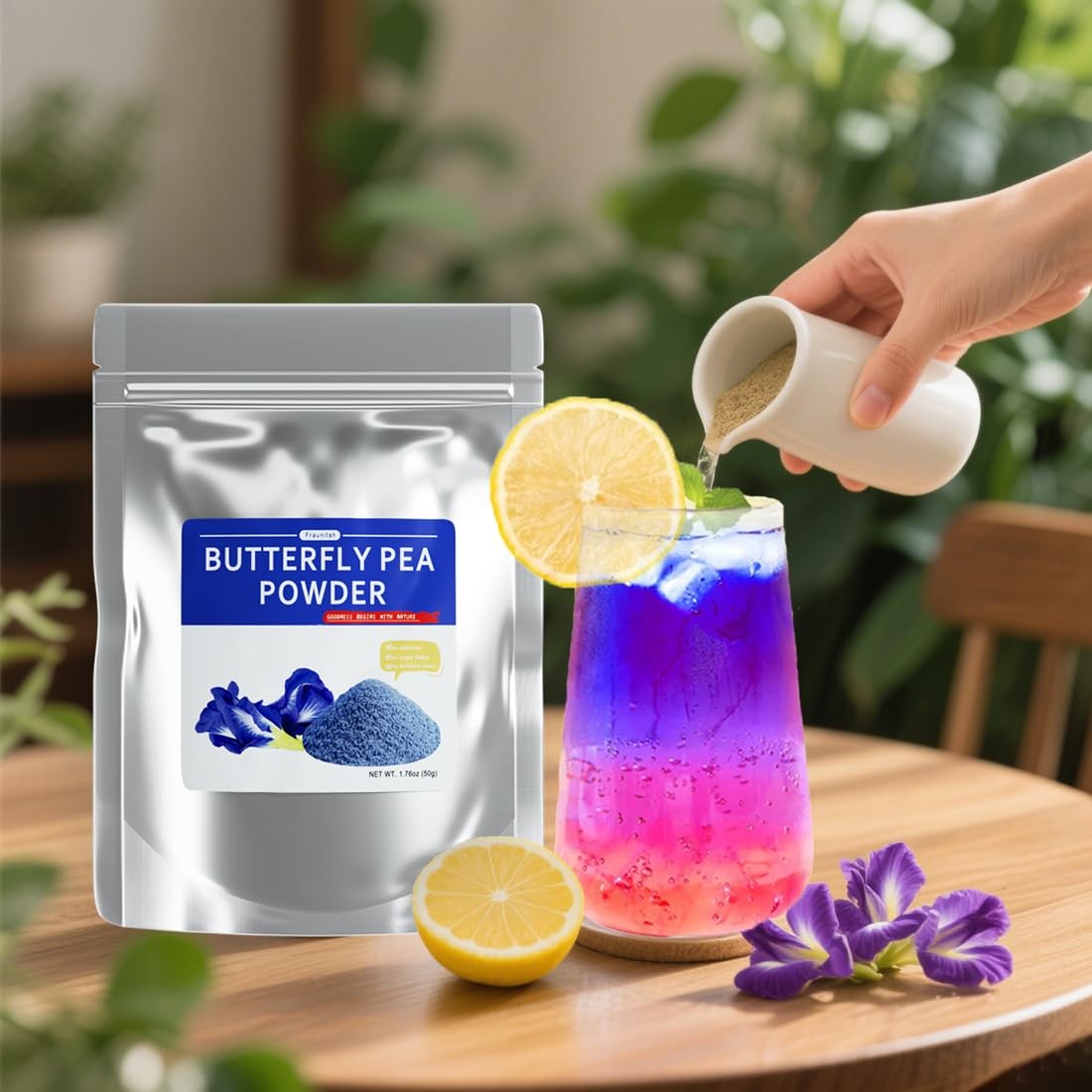 Fraunitsh Butterfly Pea Flower Powder, 1.76oz | Blue Matcha Powder | Natural Foo