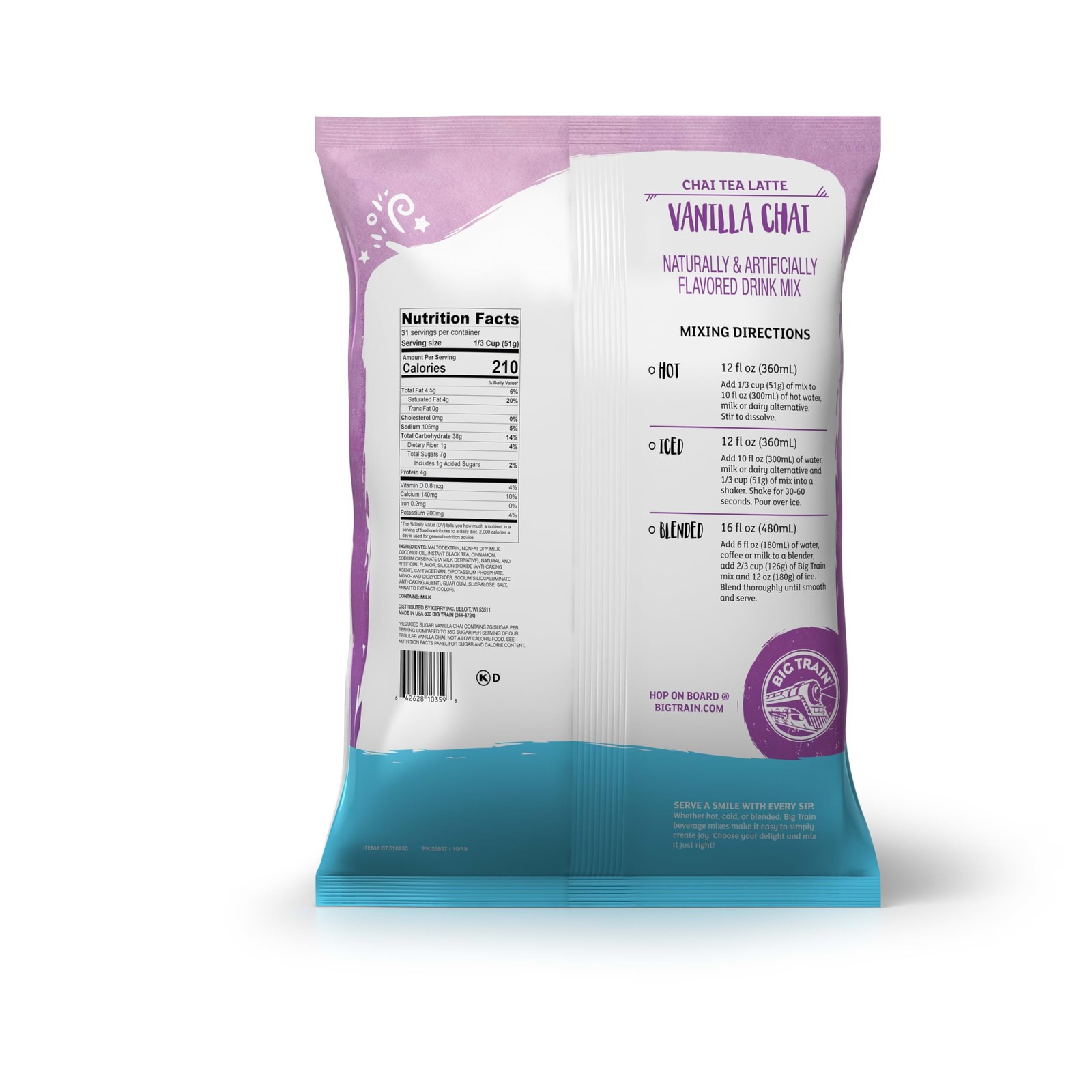 No Sugar Added Vanilla Chai Tea Latte Beverage Mix 3.5 Pound Pack of 1