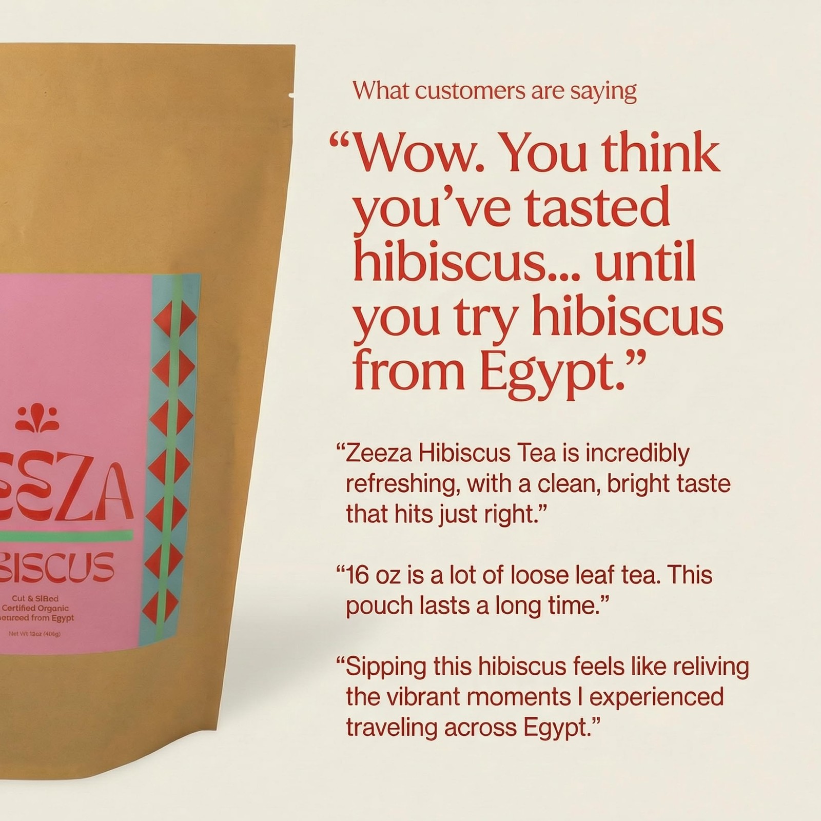 Hibiscus Tea, 1LB, Organic Flowers from Egypt – Cut & 16 Ounce