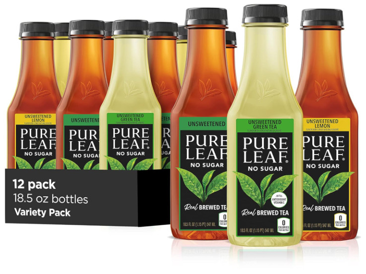 Pure Leaf Iced Tea, Unsweetened Variety Pack, 18.5oz Bottles, 12Pack, Zero Sugar