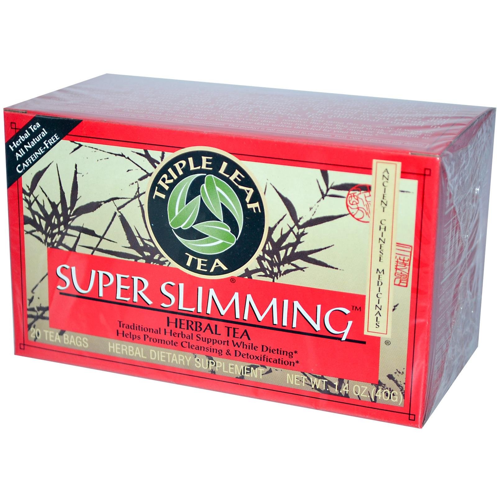 Triple Leaf Caffeine Free Super Slimming Tea 20 Bags Non Gmo Herbal Detox Tea