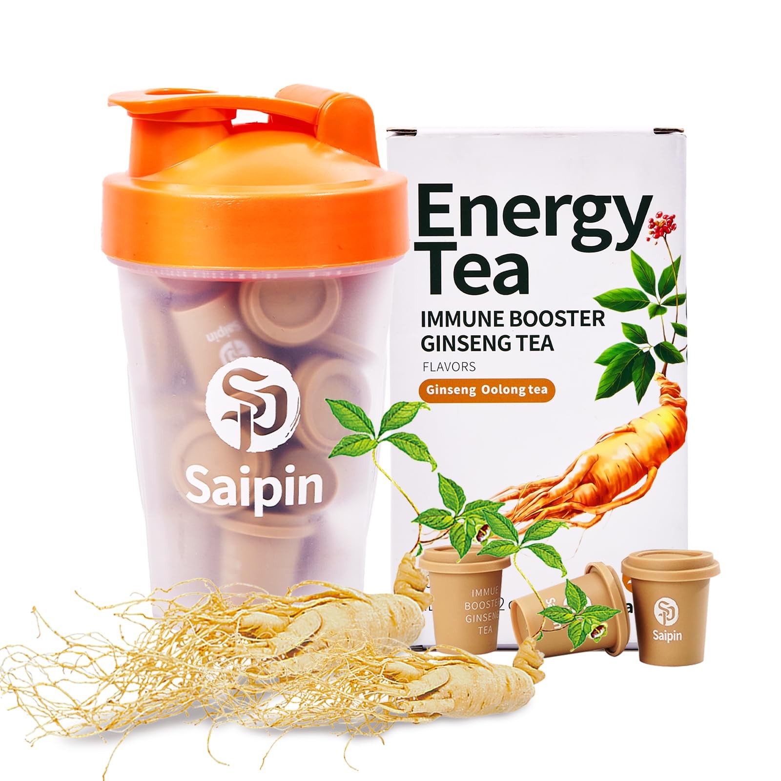 SAIPIN Organic Ginseng Tea20 Instant Oolong Tea with Free Shaker Bottle for N…