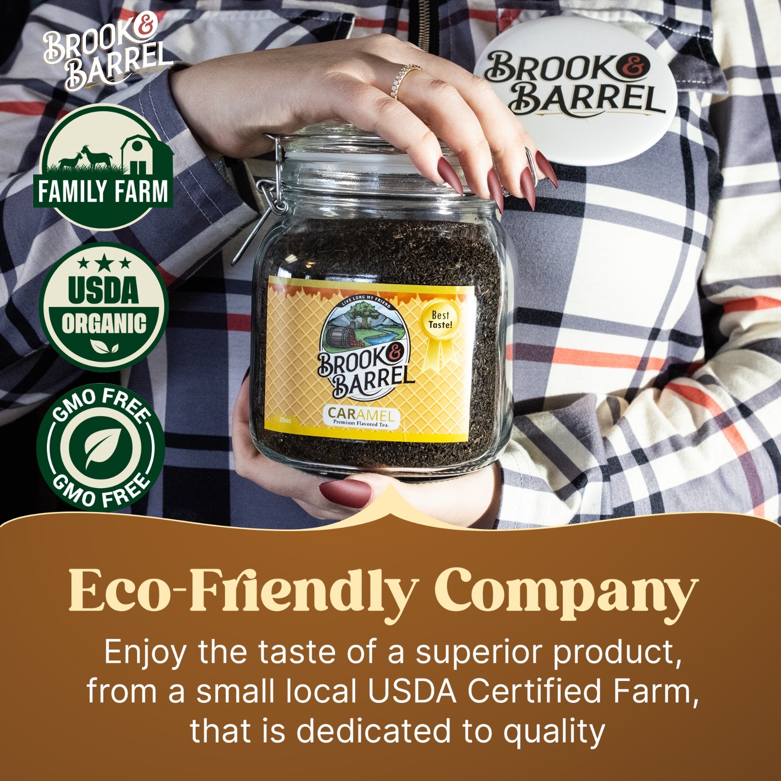 Brook & Barrel 🌿 Organic Loose Leaf Caramel Tea | Farm to Table Premium Flavor