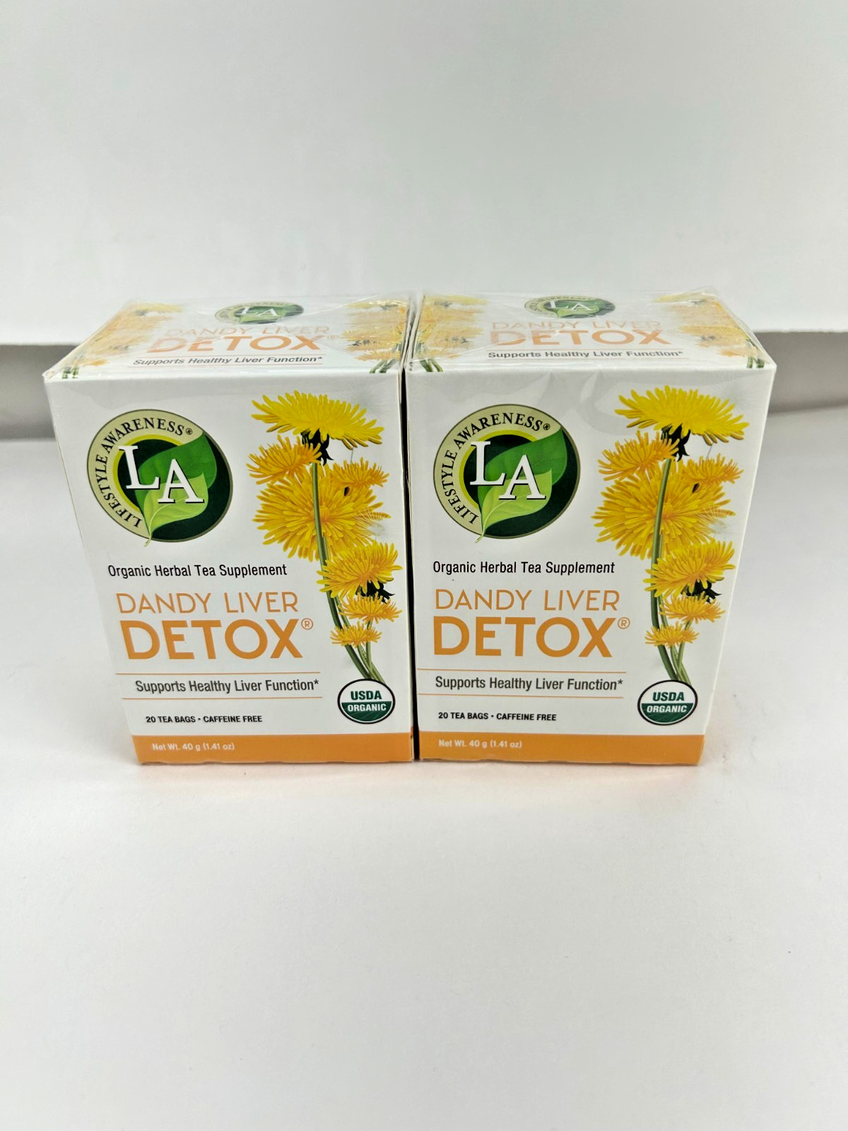 2 Boxes Organic Dandy Liver Detox Tea, 20 Count Each Best By 09/2027