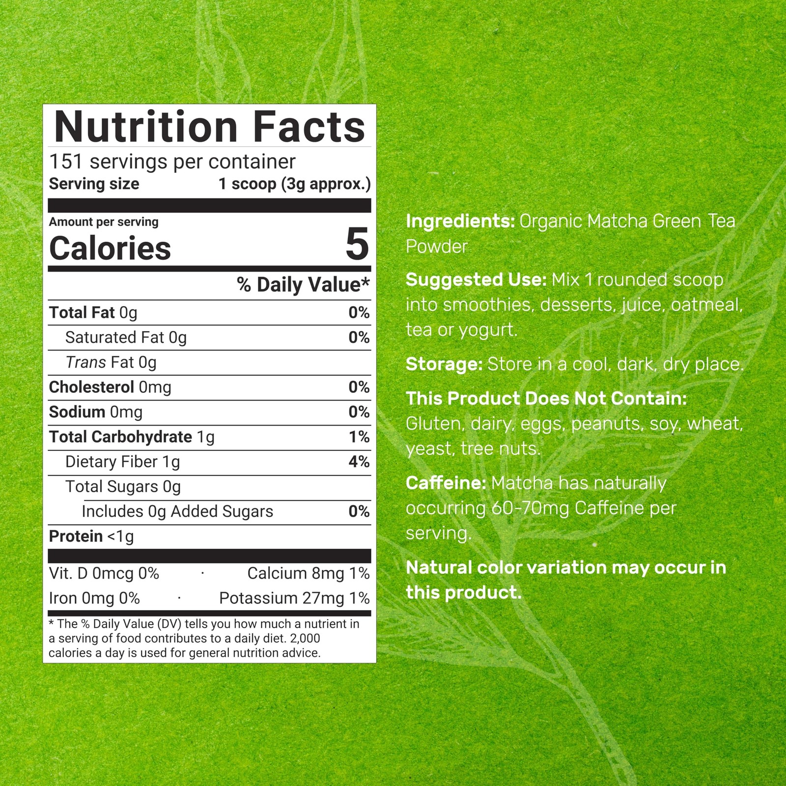 Organic Matcha Green Tea Powder, 1 lb (454g) | First Harvest, 1 Pound