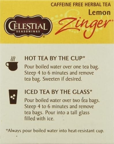 Celestial Seasonings 100% Natural Lemon Zinger Herbal Tea 20 Ct