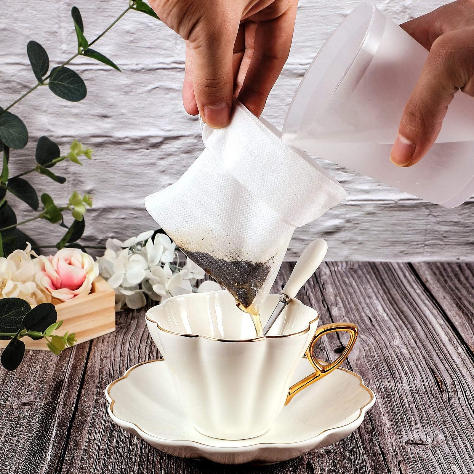 300×Disposable Drawstring Filter Bag – Biodegradable Tea Compostable 3.94″x5.9″