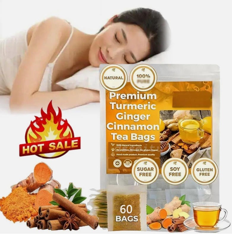 Organic Turmeric, Ginger & Cinnamon – 60 Tea Bags | Plant-Based Pyramid Tea Bag