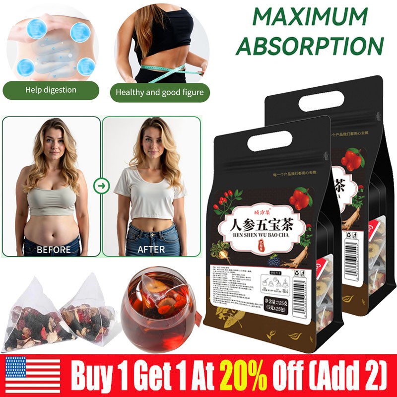 Ginseng Five Treasures Tea Kidney Tea, Natural Organic Kidney Cleanse Detox Tea