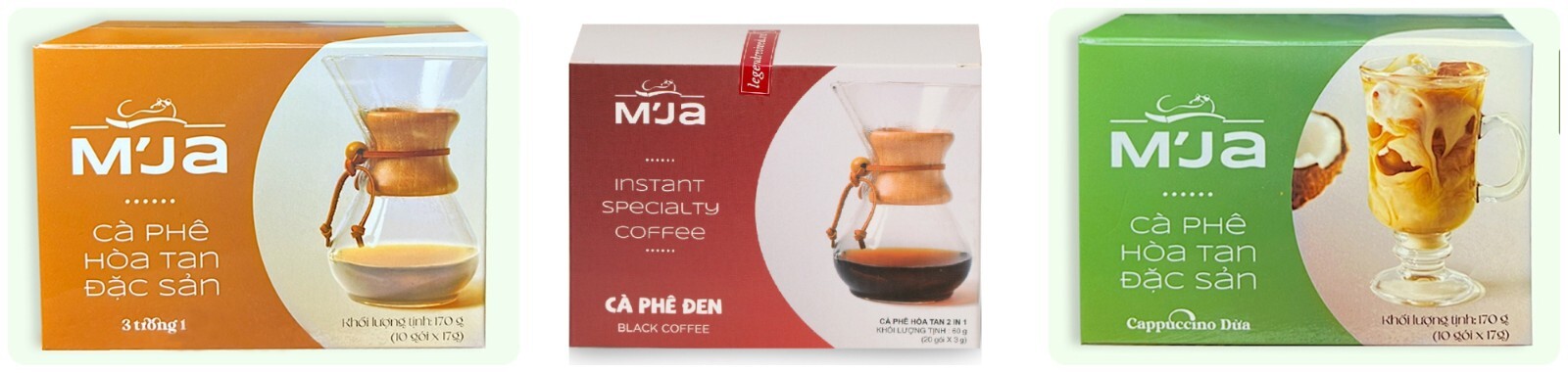 M’Ja Vietnamese Instant 3in1 Coconut & Milk & Black Coffee 170G VietsWay Seller