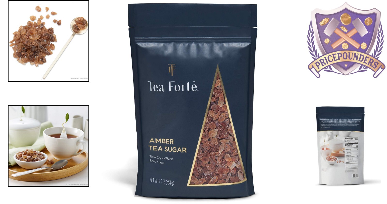 1 lb Resealable Bag of Natural Amber Beet Rock Sugar for Baking & Beverages