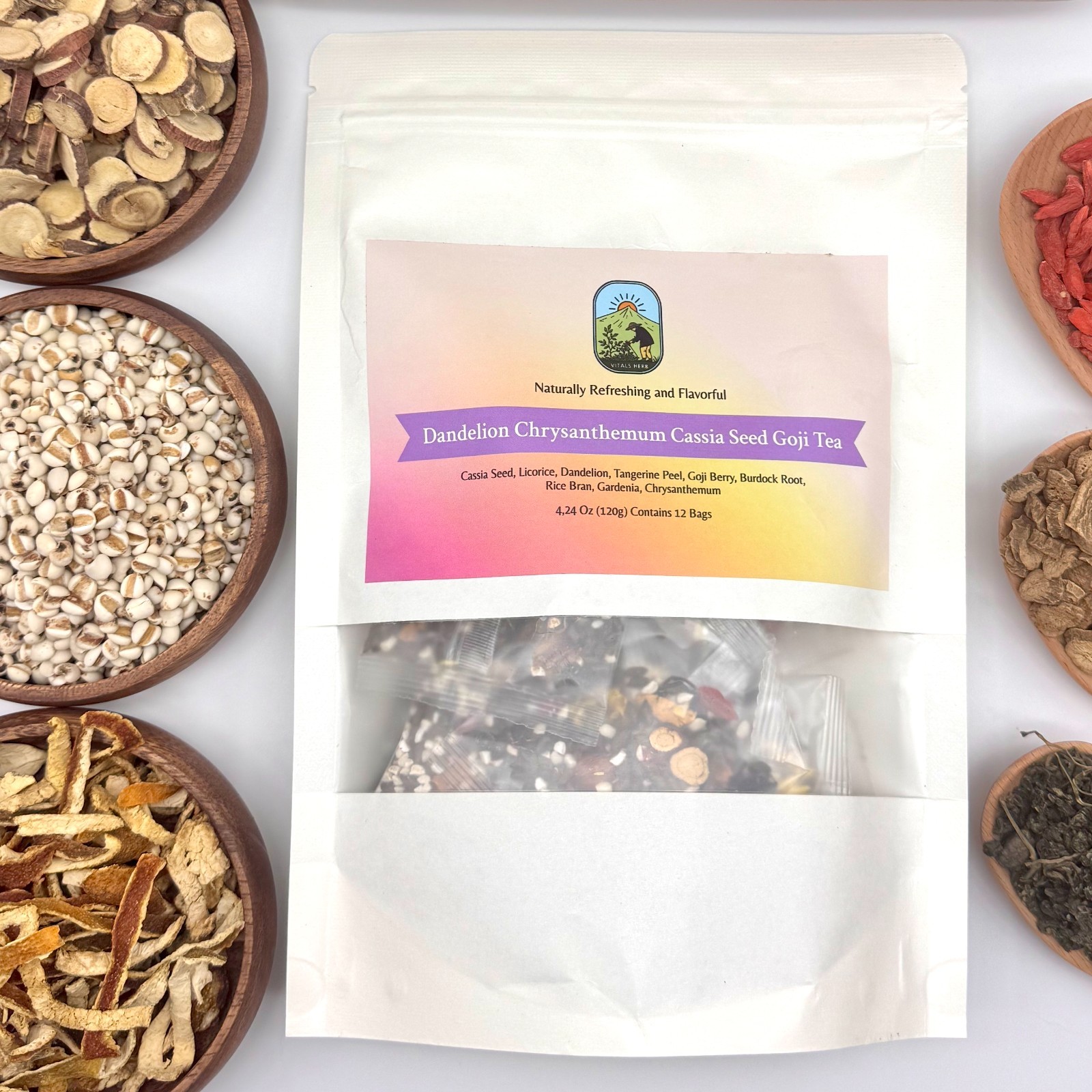 Summer Sale Dandelion Wolfberry Herbal Tea Bags 24ct 120g Botanical Blend