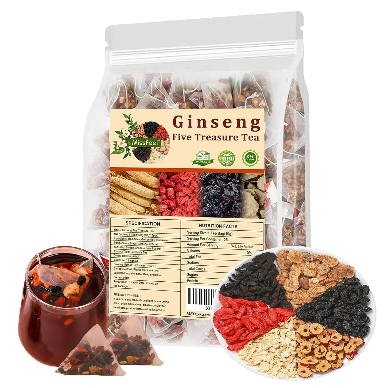 Ginseng Five Treasures Tea – Liver & Kidney Support