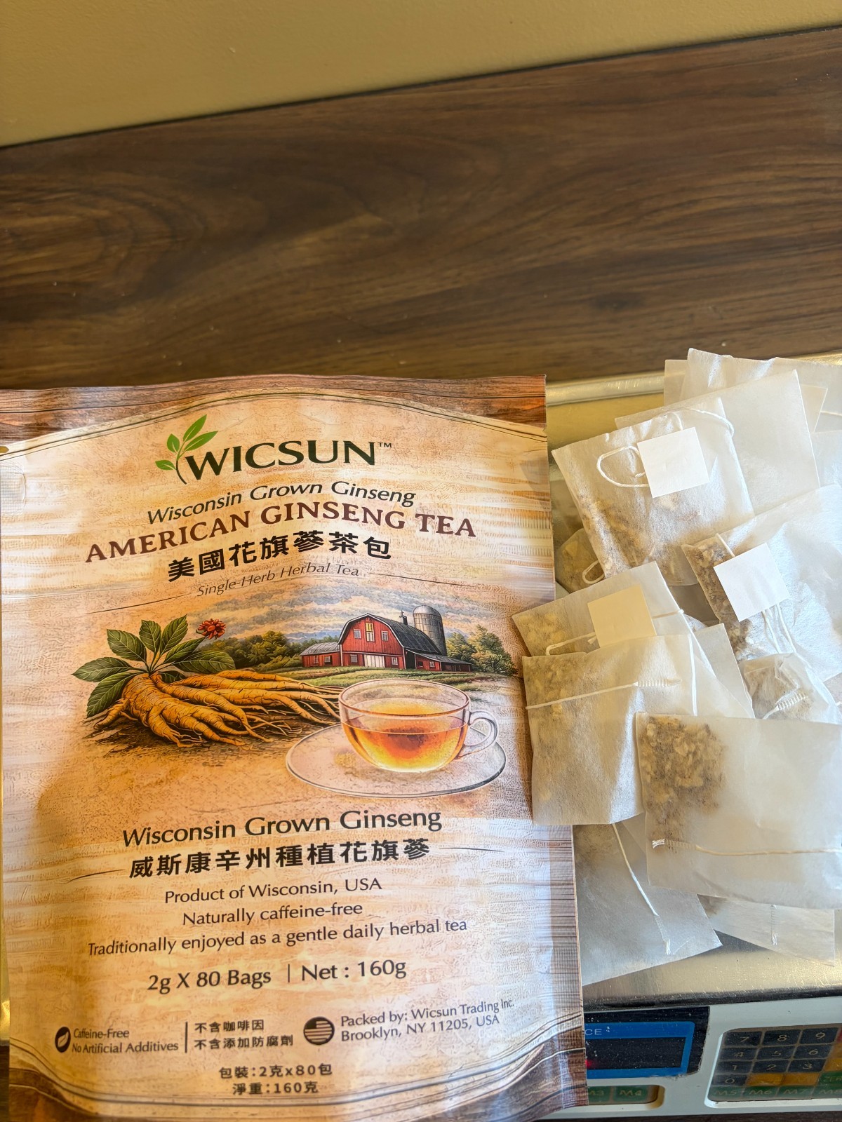 American Ginseng Tea Bags – 2g x 80 Bags – Wisconsin Grown – All Natural