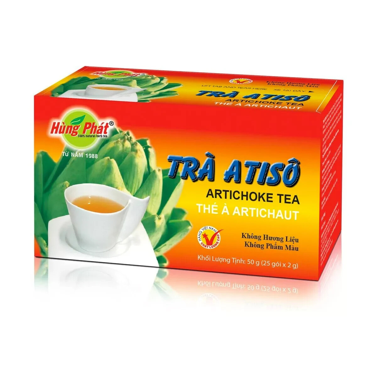 2 PACKS Hung Phat Artichoke Tea Thé Artichaut (1 Pack = 25 bags x 2G)