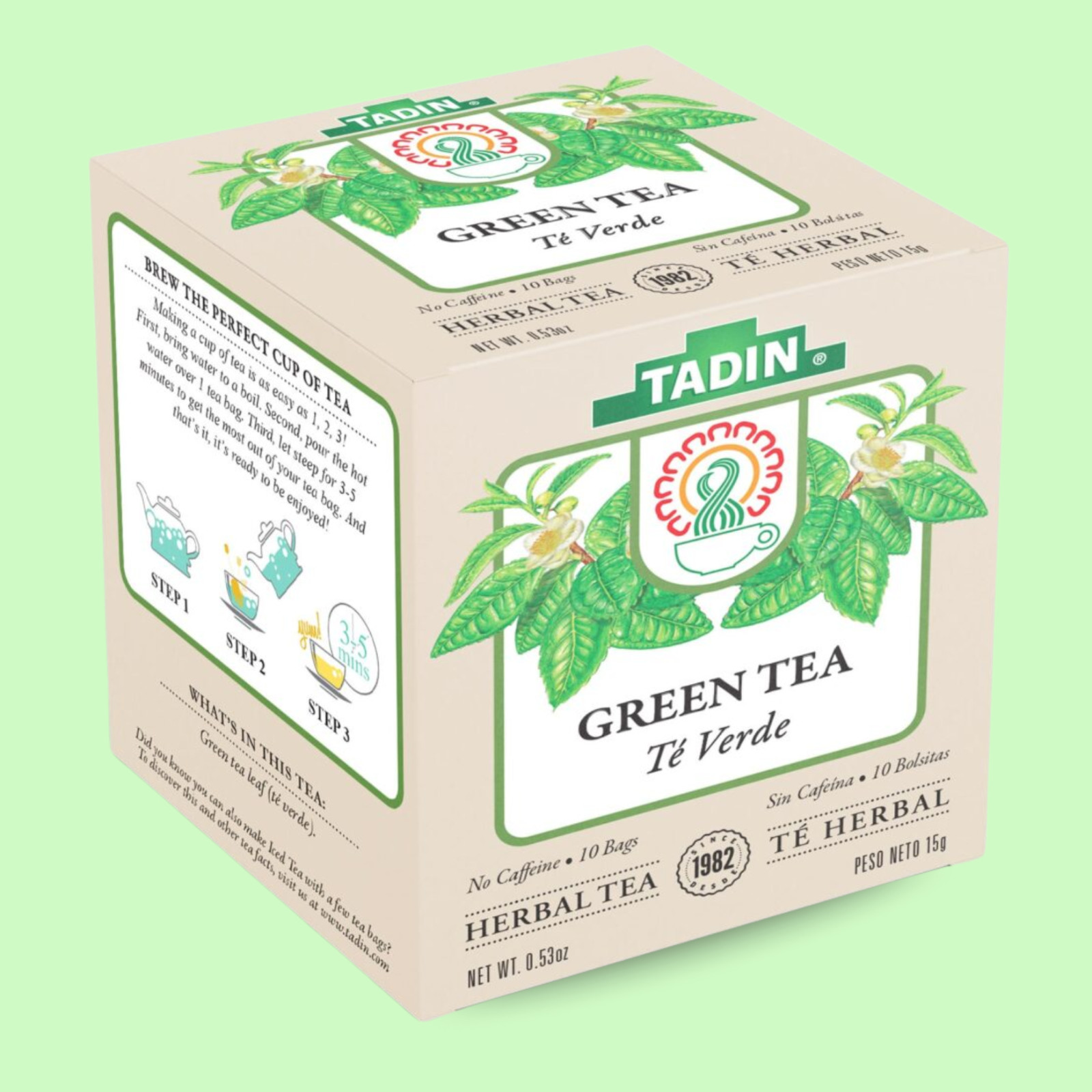 Tadin Green Tea , 10 Bags 0.53 fl oz, Refreshing & Smooth Blend