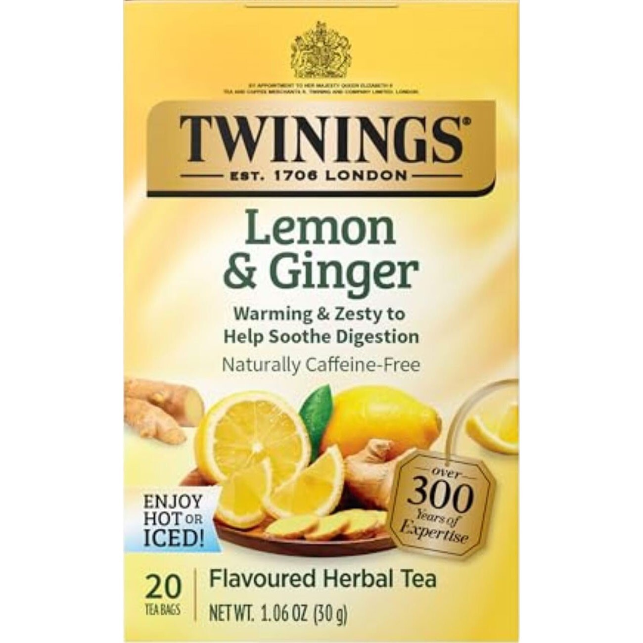 Twinings Lemon & Ginger Herbal Tea – 20 tea bags