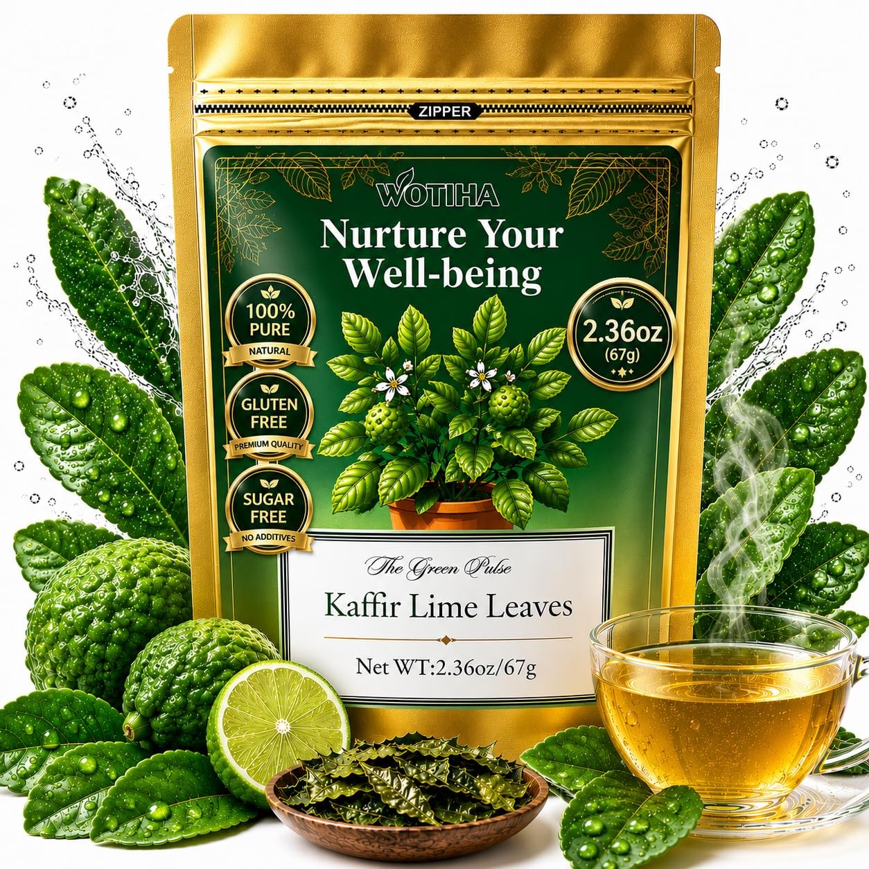 Dried Kaffir Lime Leaves 67g 2.36 oz Thai Lime Leaf for Asian Cooking, Tom Y…