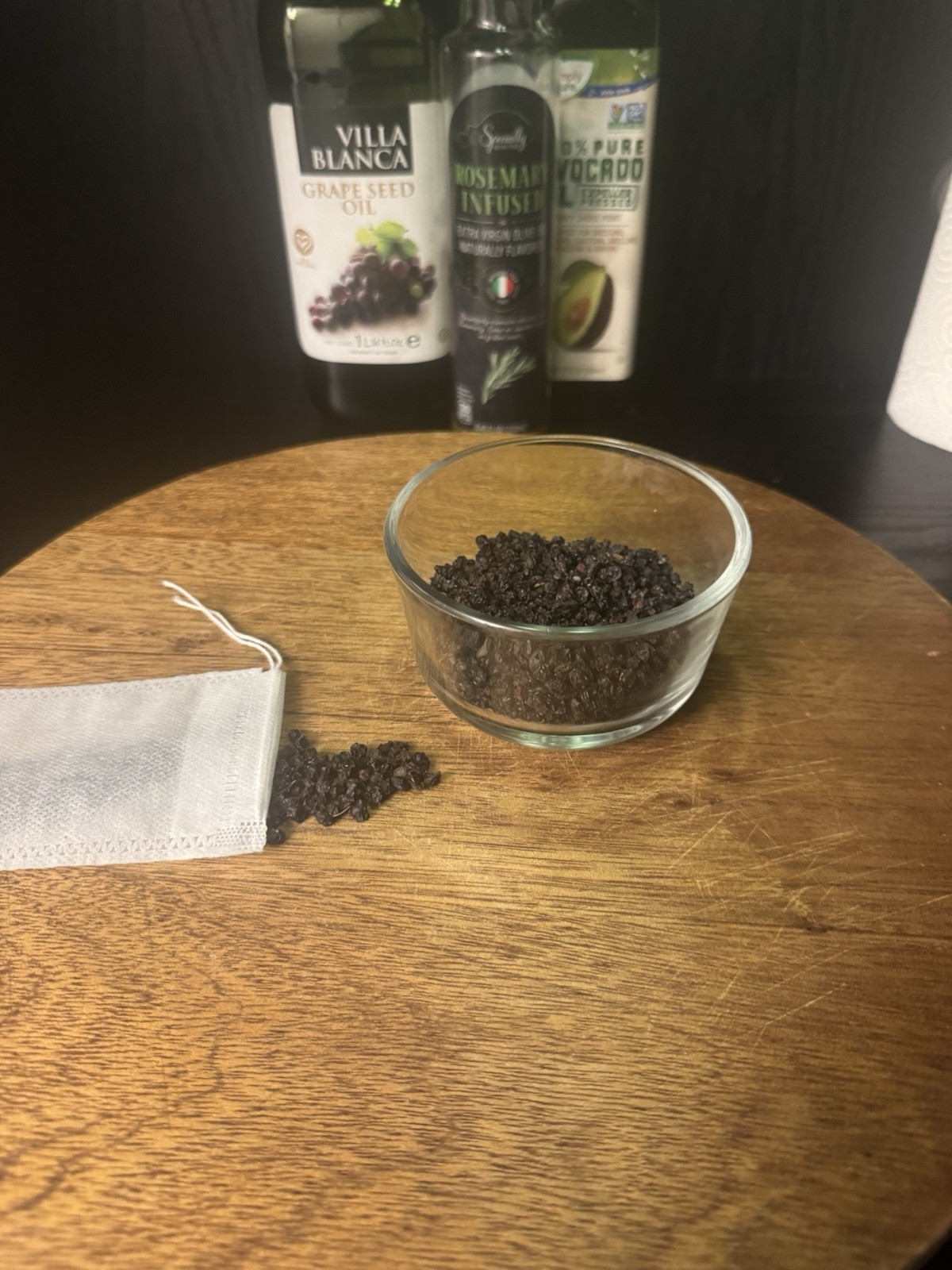 Elderberry herbal supplement in a tea bag