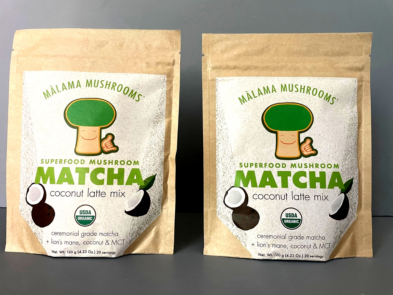 X2) MALAMA MUSHROOMS MATCHA Coconut Latte Mix ORGANIC Ceremonial Grade (4.23 OZ
