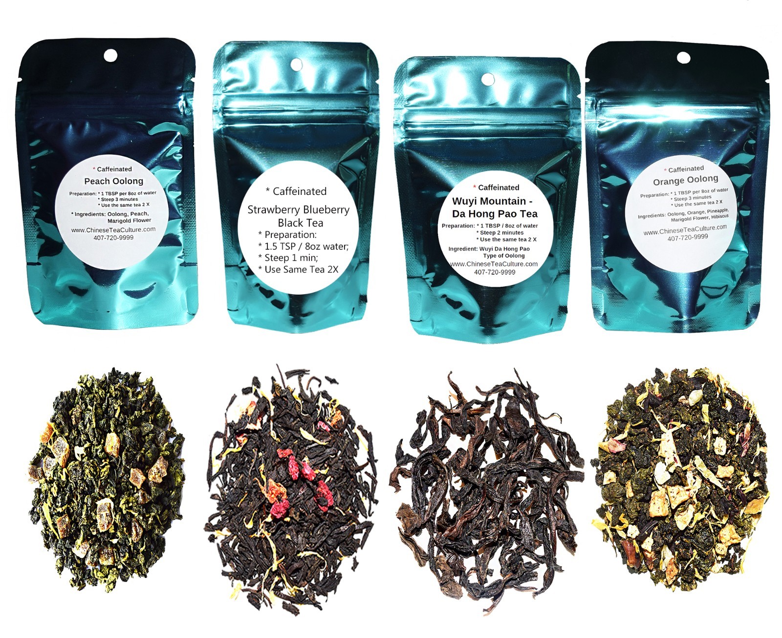 Tea Samplers of Oolong and Black Tea, Caffeinated, Loose Leaf Tea