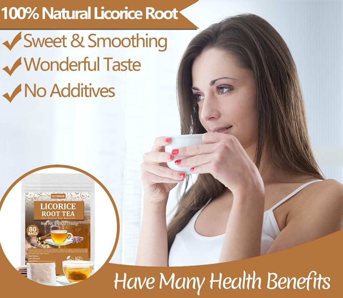 Premium 80 Licorice Root Tea Bags, Made with 100% High Sweetness Wild Licorice R