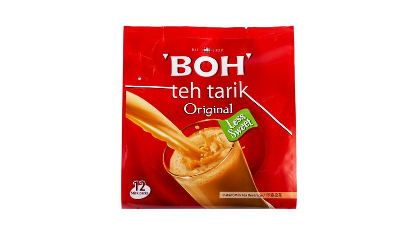BOH Teh Tarik 4 x Packs – Less Sweet Malaysian Tea (12 Sachets x 27 gram)