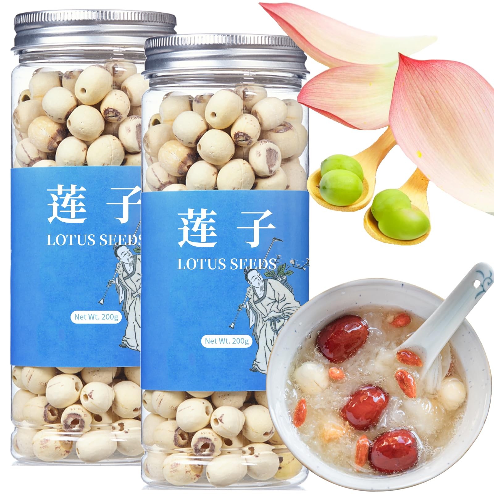 Natural Lotus Seeds Dried Lotus Seed 14.1oz/400g White Lotus Seeds Core Remov…