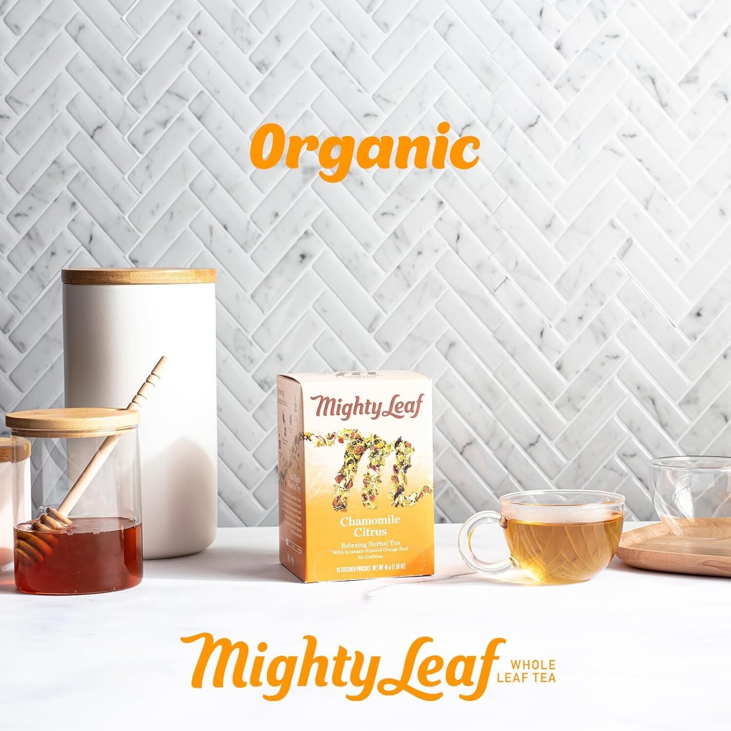 Delicate Chamomile Citrus Tea Blend with Vitamin C – 15 Whole Leaf Silk Bags