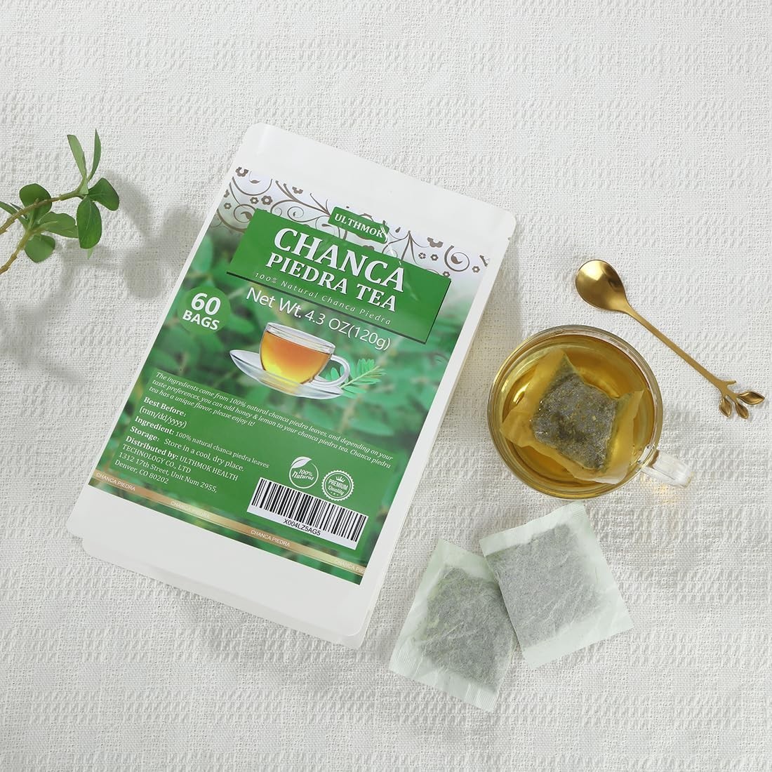 Herbal Chanca Piedra Tea – 60 Bags, Soothing Taste, 100% Pure & Natural