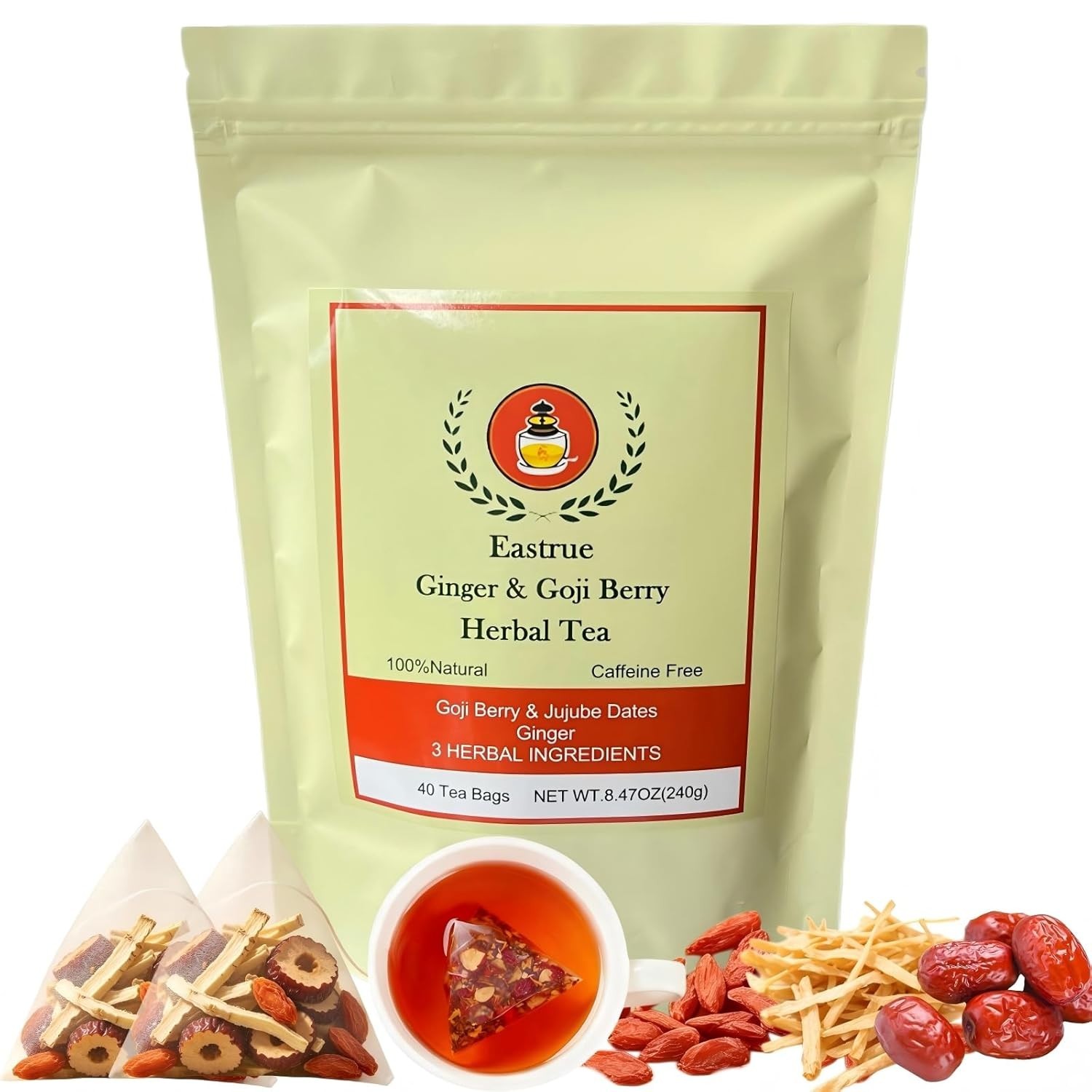 Eastrue Ginger & Goji Tea 6g x 40 Teabags Digestive Comfort & Pregnancy Wellness