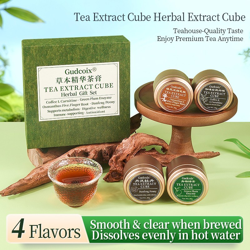 Herbal Tea Extract Cube Gift Set 4 Flavors Concentrated Tea Cubes Premium Box