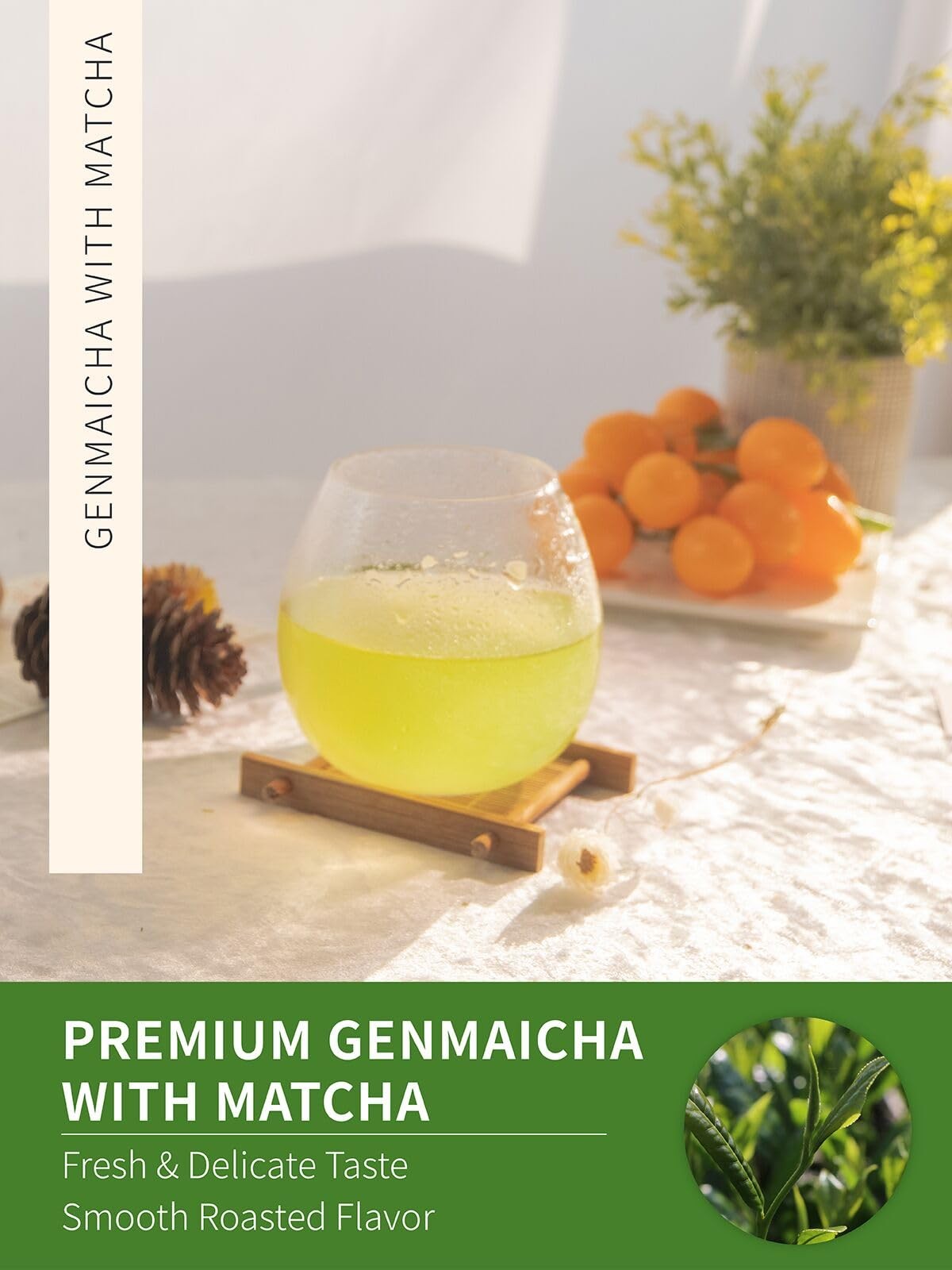 60 Count Genmaicha Tea Bags with Sencha Green Tea Matcha Roasted Brown Rice