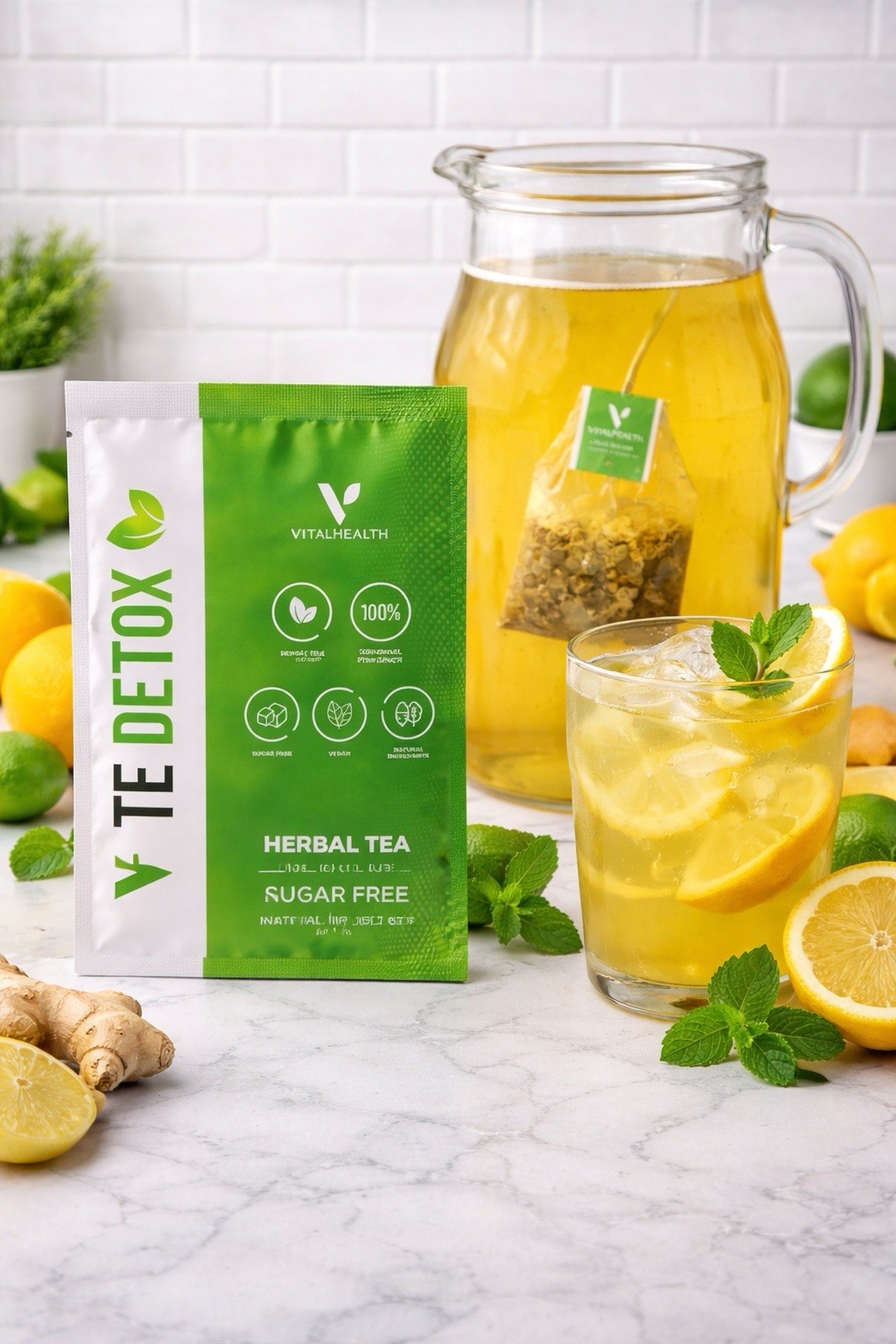 VitalHealth V TE DETOX Herbal Tea 1 Bag for 1 Gallon NEW Exp 10/2027