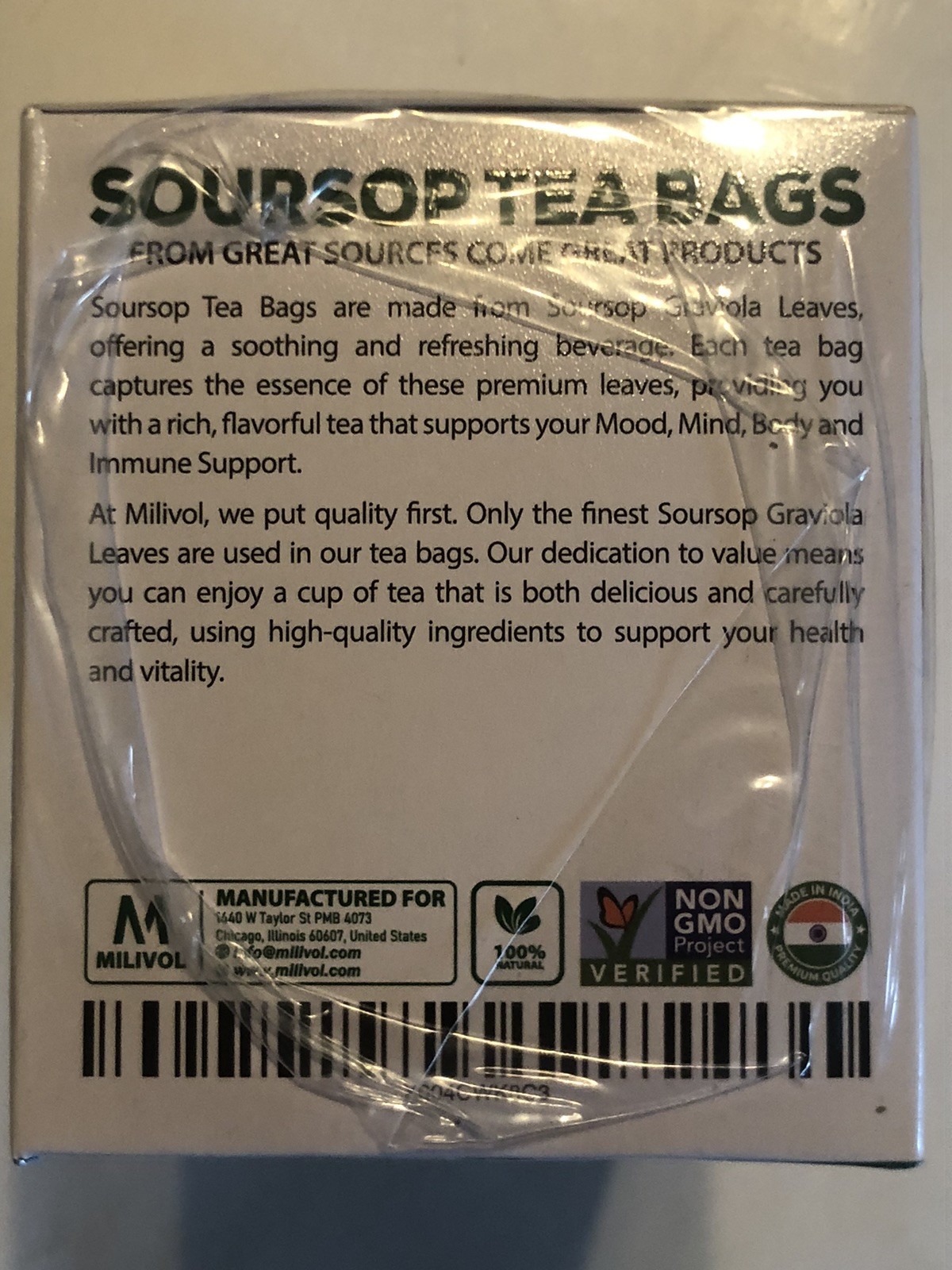 2 Boxes 80 Premium Milivol Soursop Ginger Root Leaf Tea Bags 100% Natural Pure