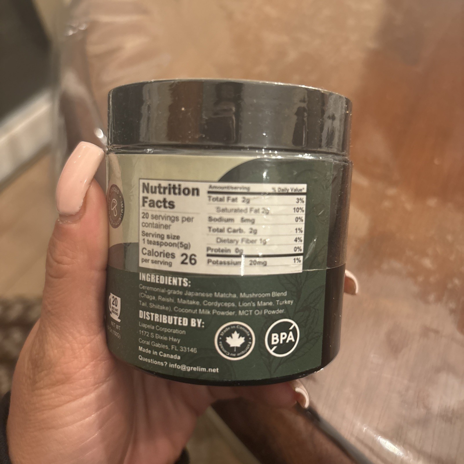 SET OF TWO Grelim Mushroom Matcha Green Tea Powder