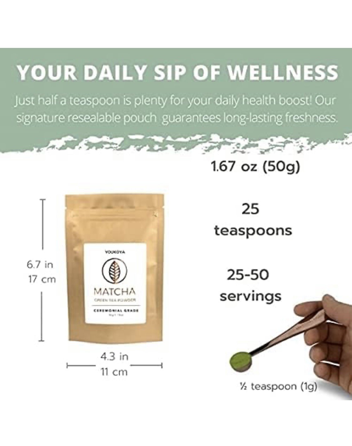Youkoya Matcha Green Tea Powder. Ceremonial Grade 50g/1.76oz.