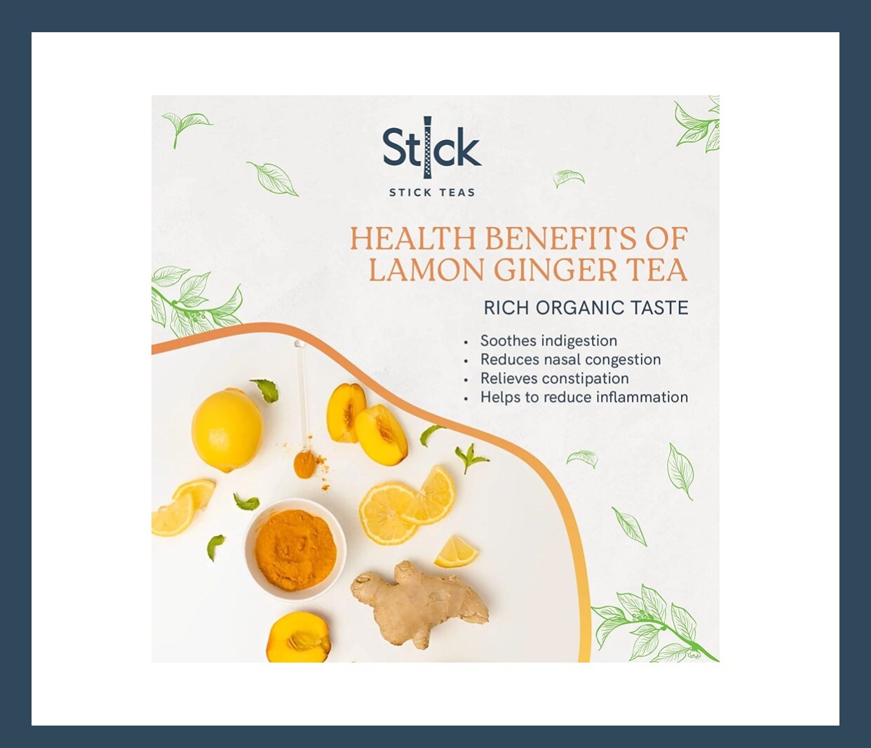 STICK TEAS LEMON GINGER TEA BEVERAGE 20 STICKS CAFFEINE FREE NEW BOX CITRONELLA