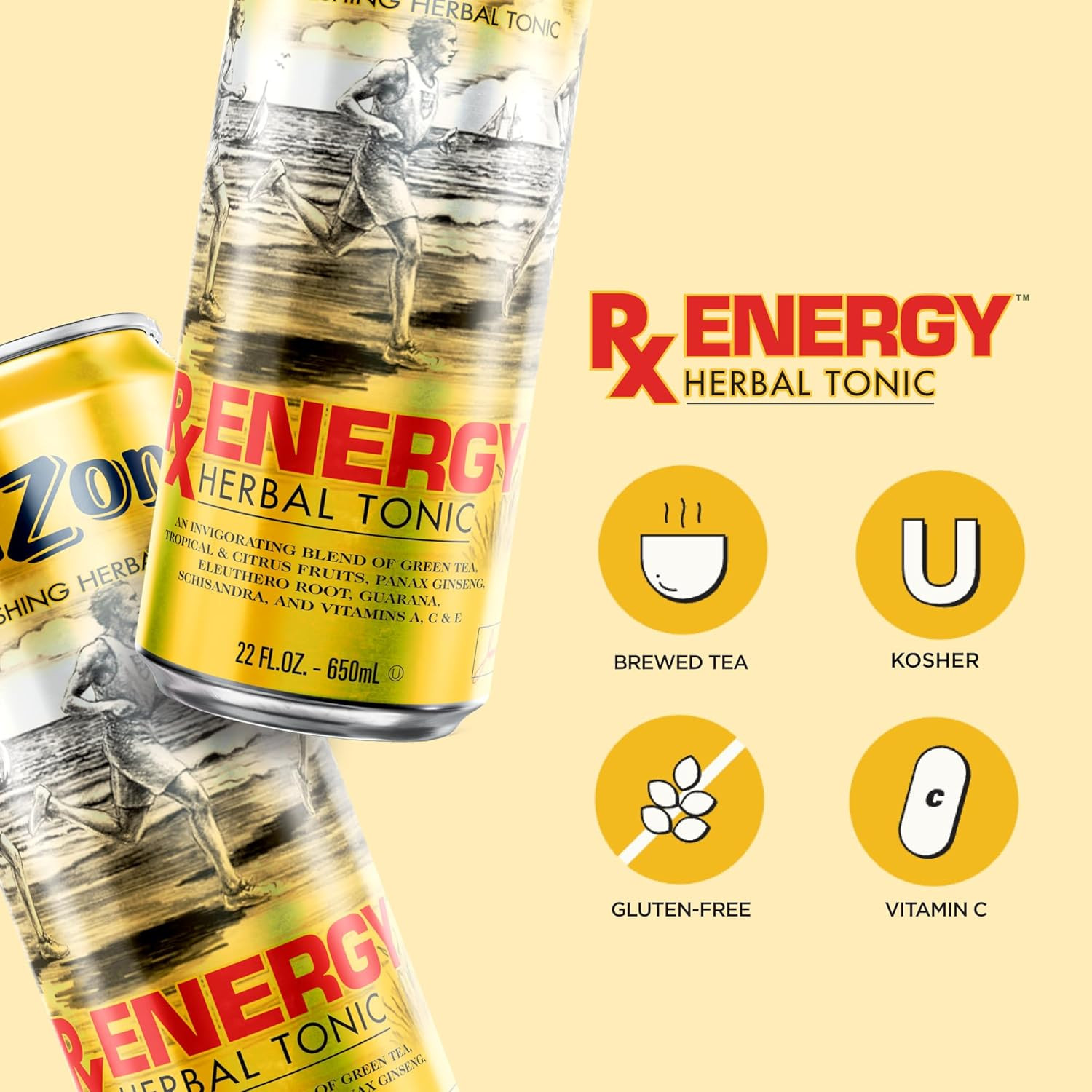 Herbal Energy Drink 22oz 12 Pack Green Tea Citrus 132mg Caffeine