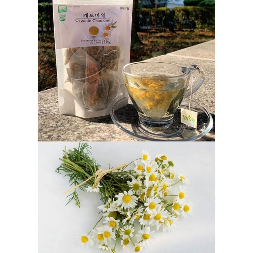[GAGOPA] 100% Pure Organic Chamomile Herbal Tea, 1.5g x 10 Teabags(5-Pack, 50ea)