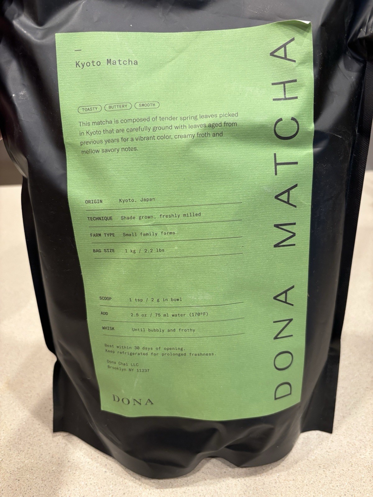 DONA Kyoto Matcha Shade Grown Japanese Green Tea Powder 1kg