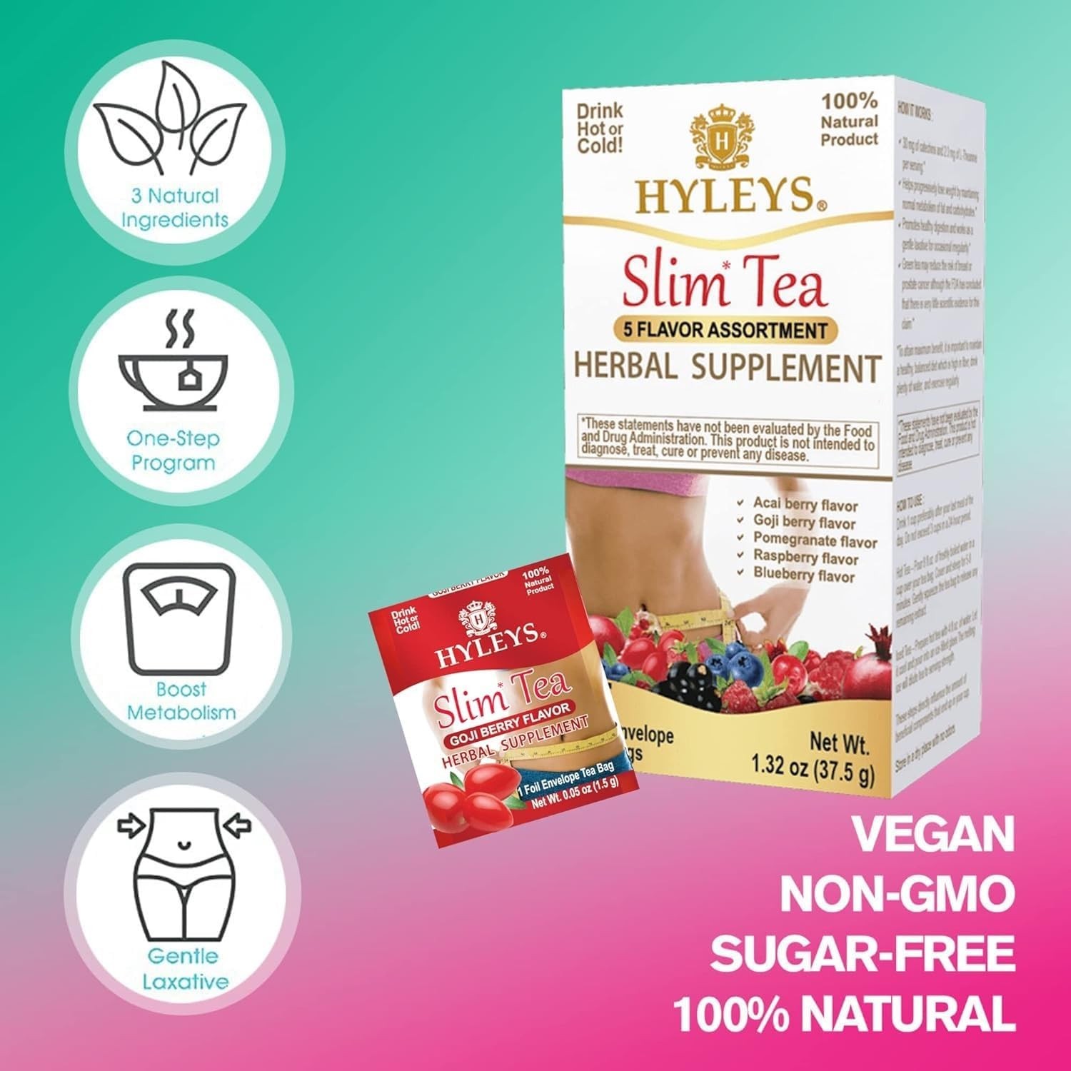 Hyleys Slim Tea Variety Pack – 6 Flavors Including 5 Flavor Assortment Pomegr…