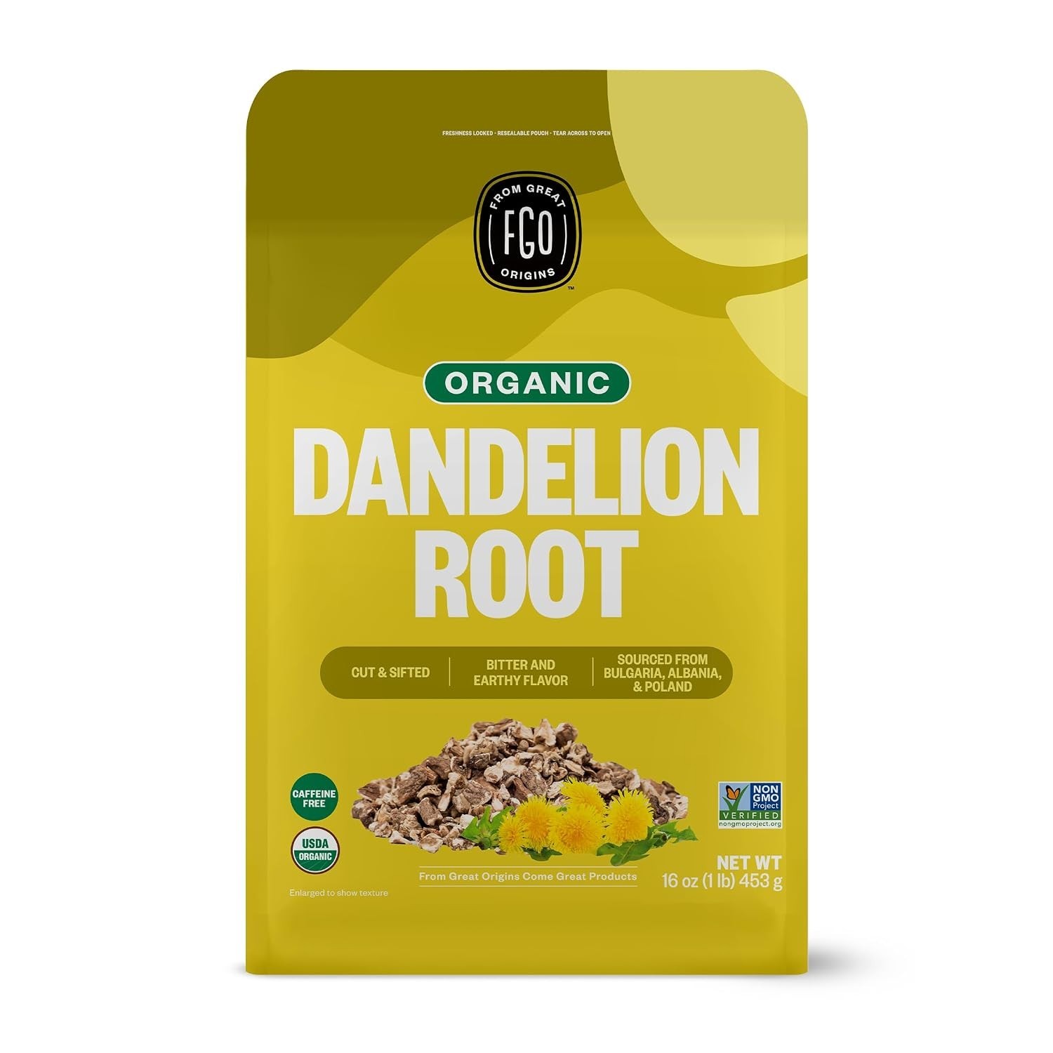 Delicious Caffeine-Free Organic Dandelion Tea – 16oz Loose Leaf from Bulgaria