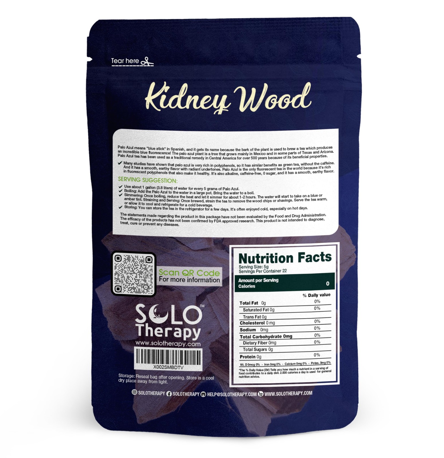 Palo Azul Tea – 4 oz Blue Stick Bark & Wood Chips, Kidney 4 Ounce (Pack of 1)