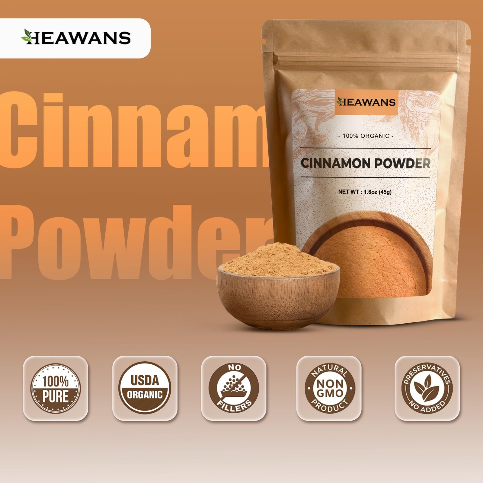 Organic Ceylon Cinnamon Ground Premium (Real or True 1.6 Ounce (Pack of 1)
