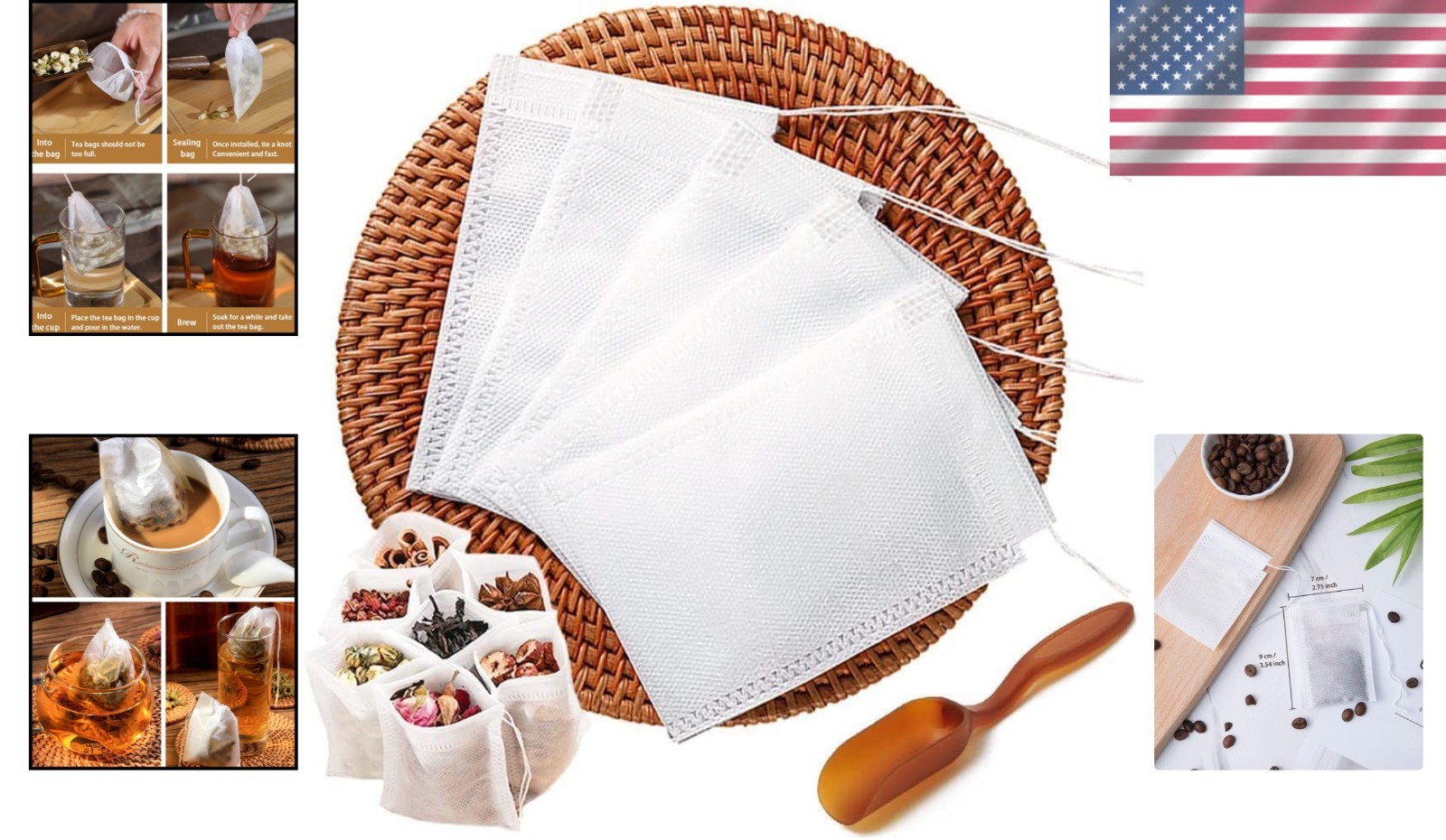 High-Quality Disposable Tea Bags – 200pcs for Loose Leaf and DIY Herbal Teas