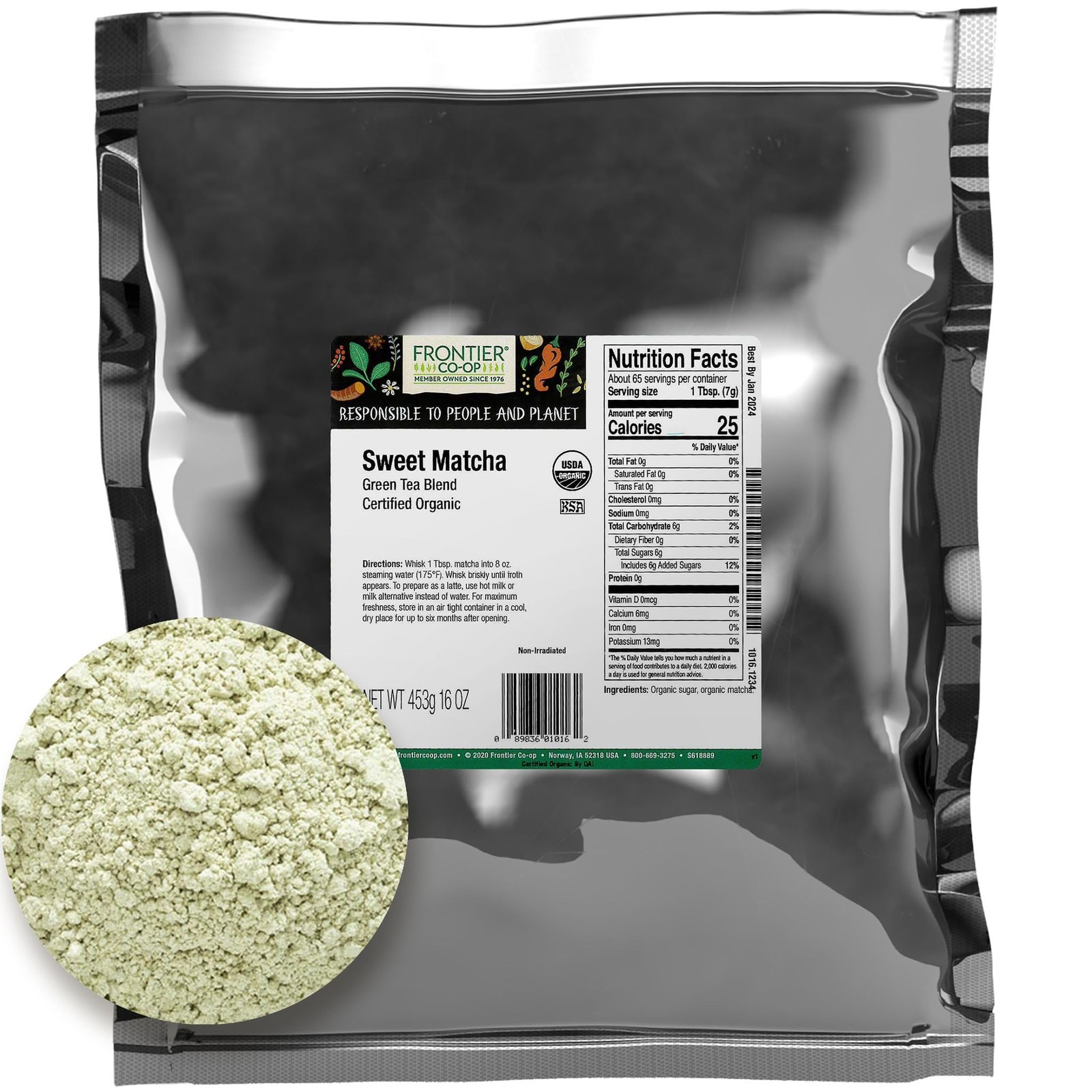 Frontier Co op Organic Sweet Matcha Green Tea Premium Japanese Tea 16 Oz